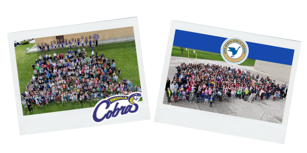 Images of Kingsville Public School and Jack Miner from 2024