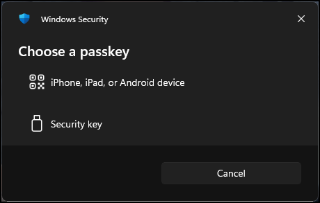 Windows Security dialog will appear Windows Security dialog will appear