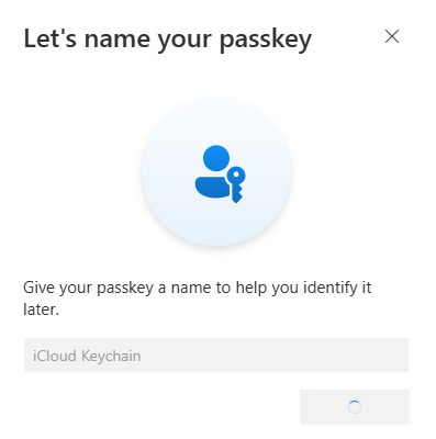 Let's name your passkey screen Let's name your passkey screen