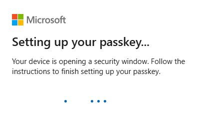 Setting up passkey screen Setting up passkey screen