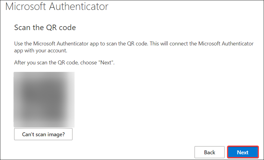 After scan QR code, choose Next