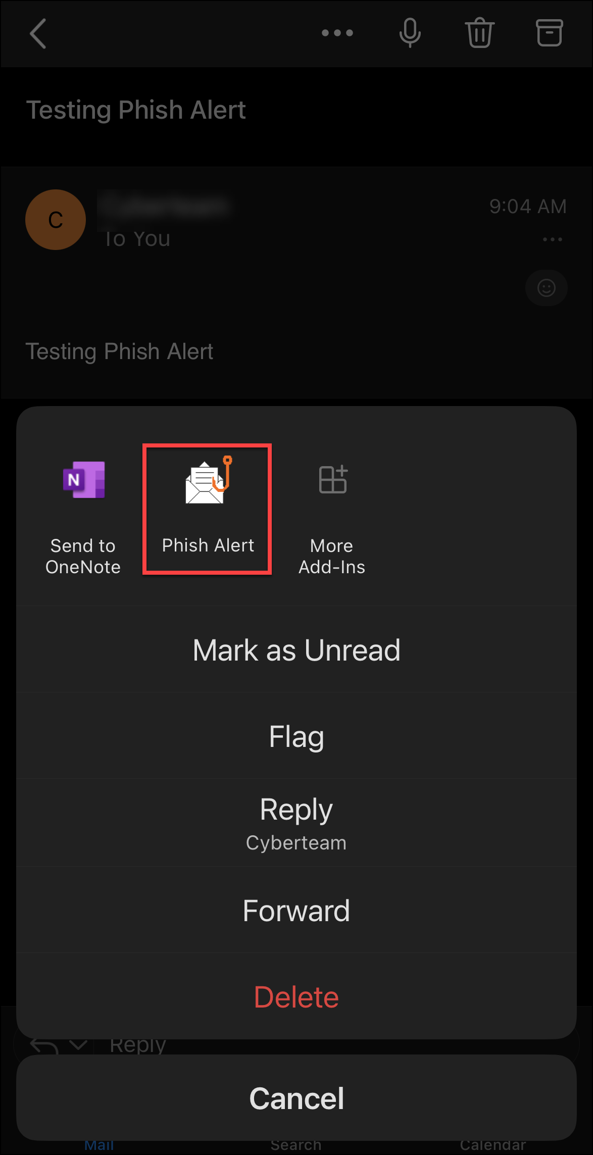Tap Phish Alert
