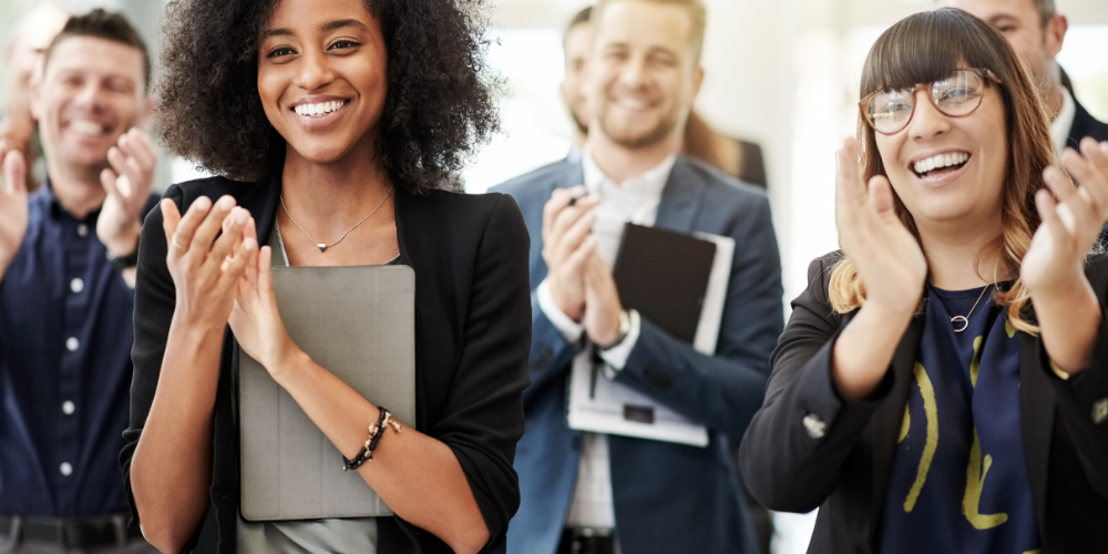 Smiling employees