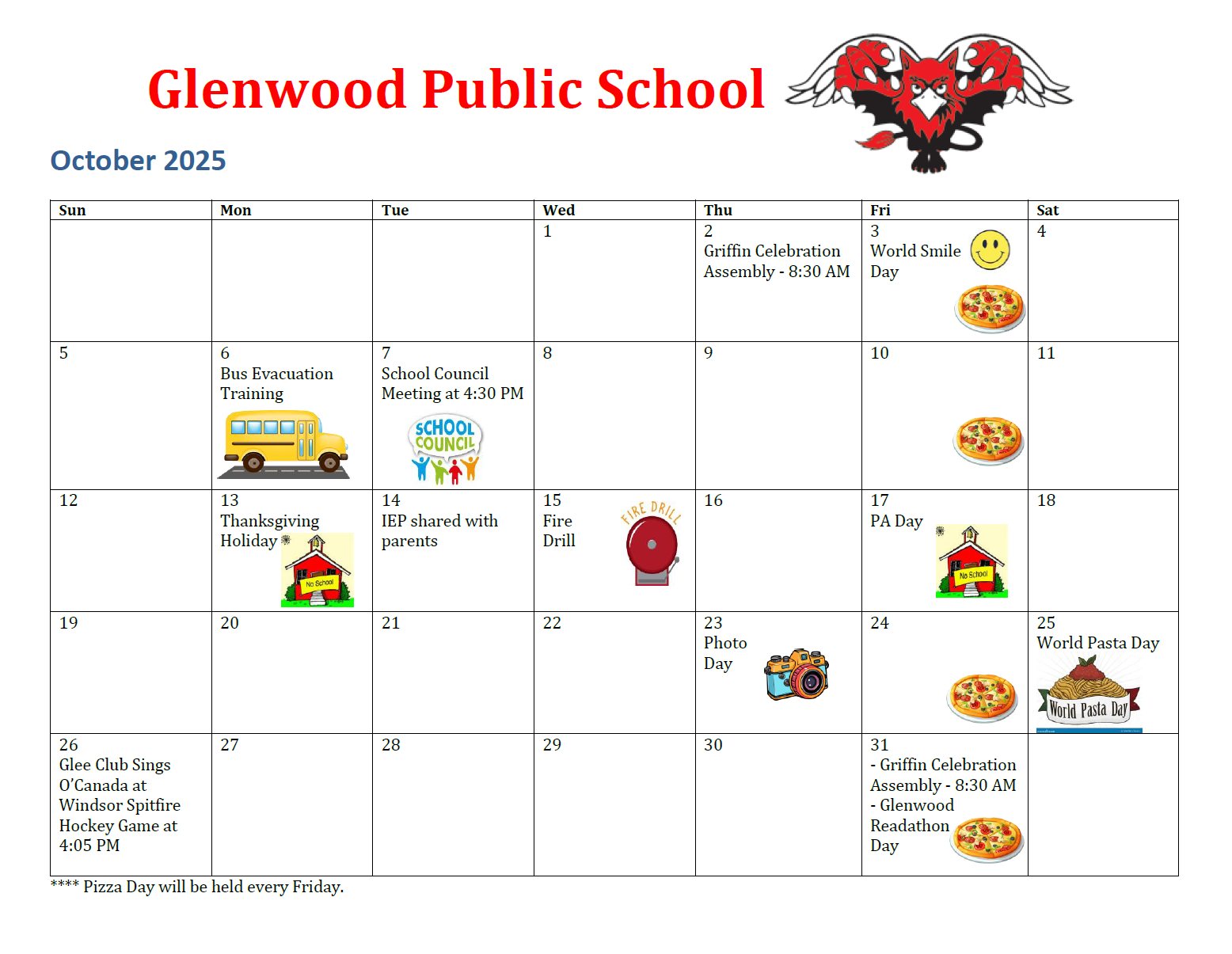 Glenwood Calendar