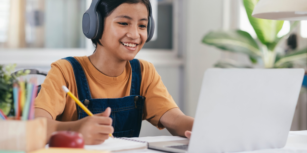 Student studying online