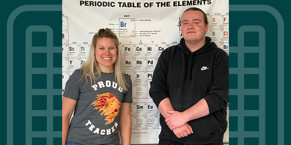 Matthew Kenney and his chemistry teacher Julia Dueckman