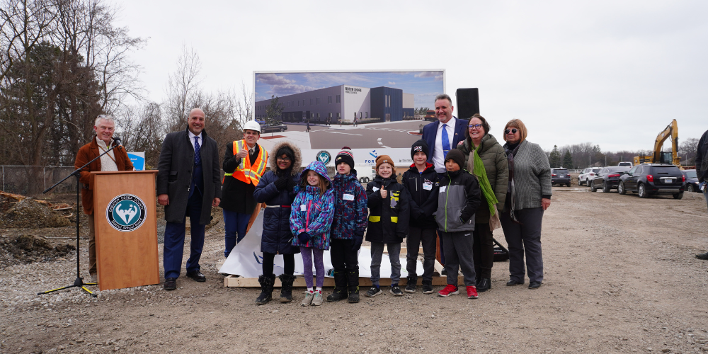 Students and attendees at the celebration of construction for the new North Shore school in Tecumseh