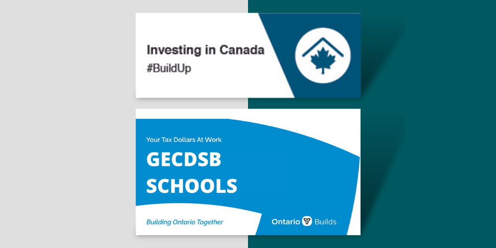 Provincial and Federal government logos for school improvements