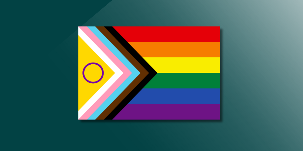 Intersex Inclusive Pride Flag on a Teal Background