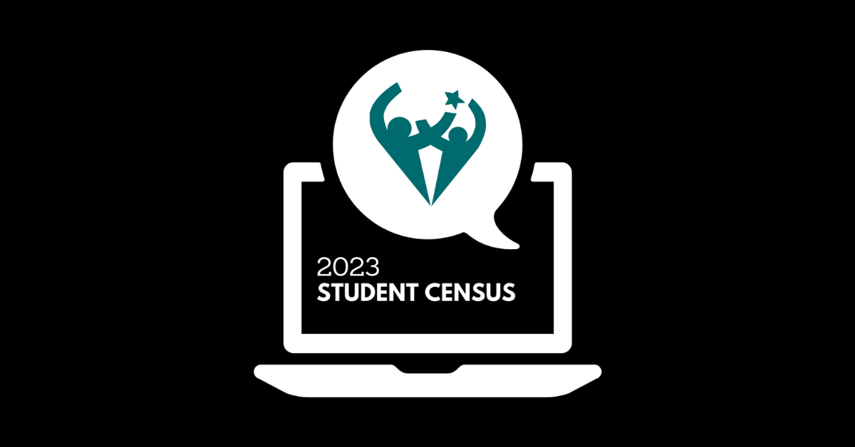 Computer on a black background with the words "GECDSB Student Census"