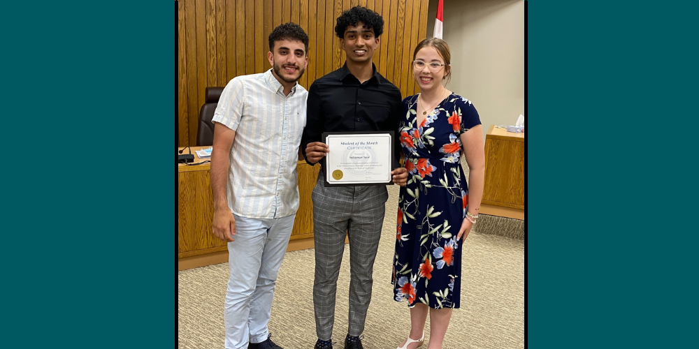 Student Trustees with June Student of the Month Sulayman Syed