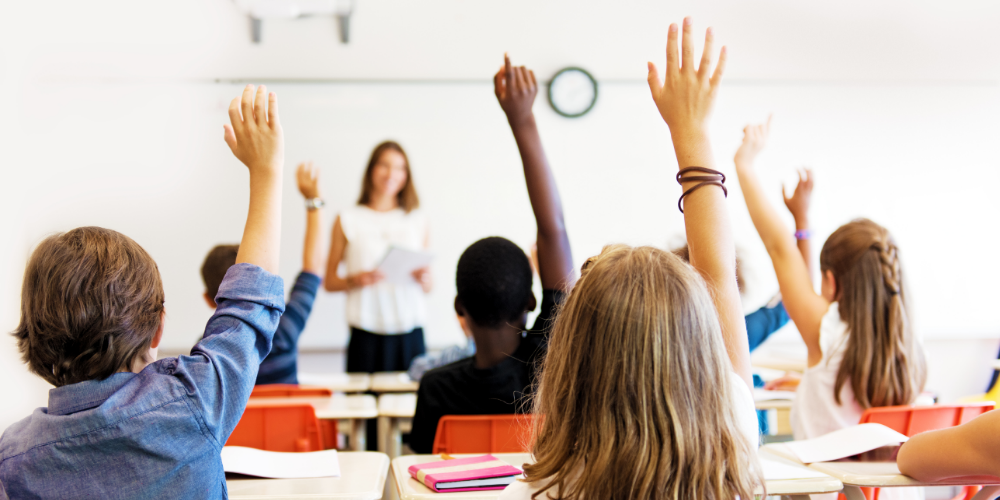 Students raising hand