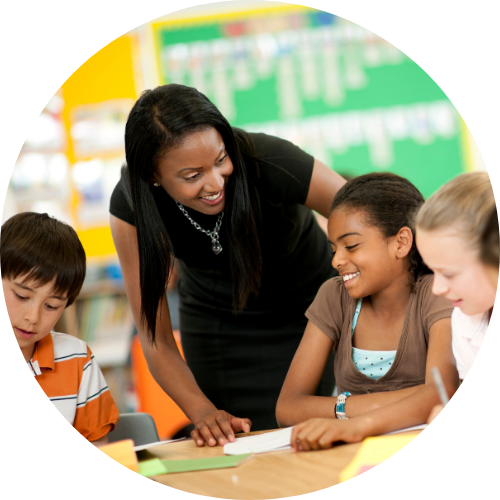 Teacher with students