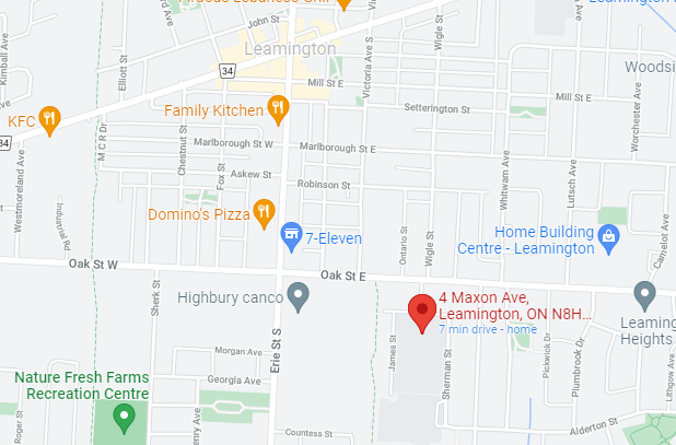 Map of Leamington showing Queen Elizabeth Public School