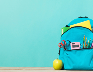 Backpack with a blue background