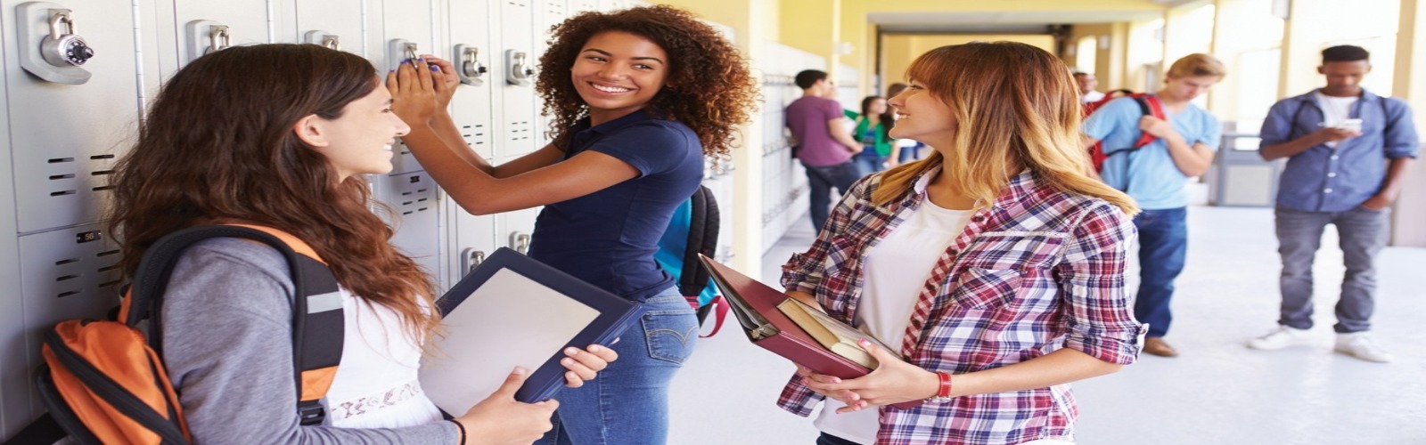 Students standing in School hallway