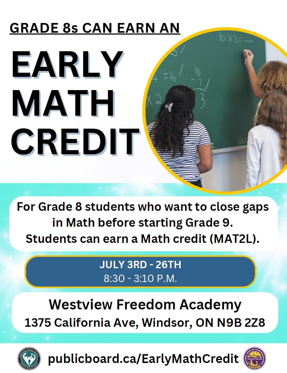 Early Math Credit Poster