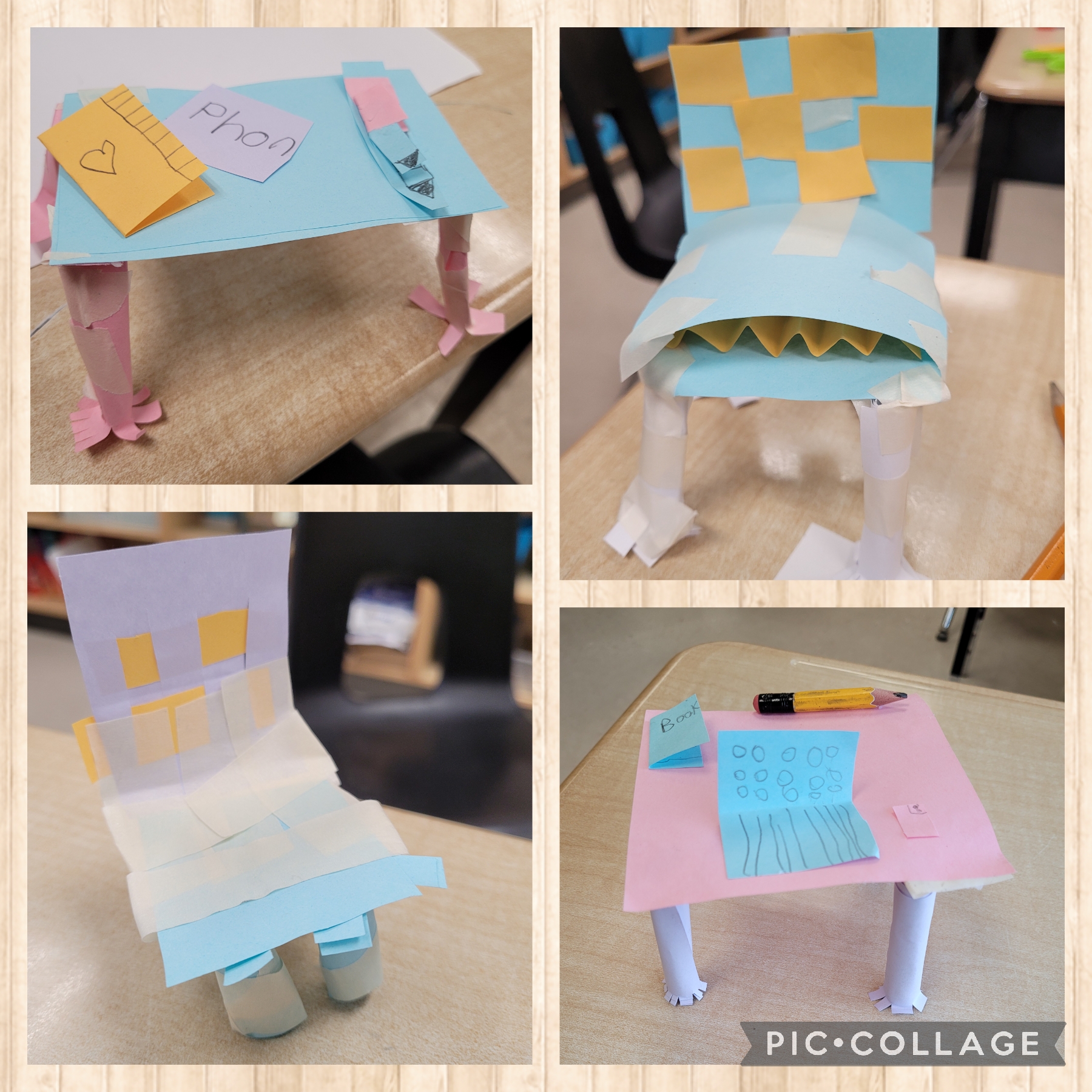 Picture Collage of Student Created Paper Structures