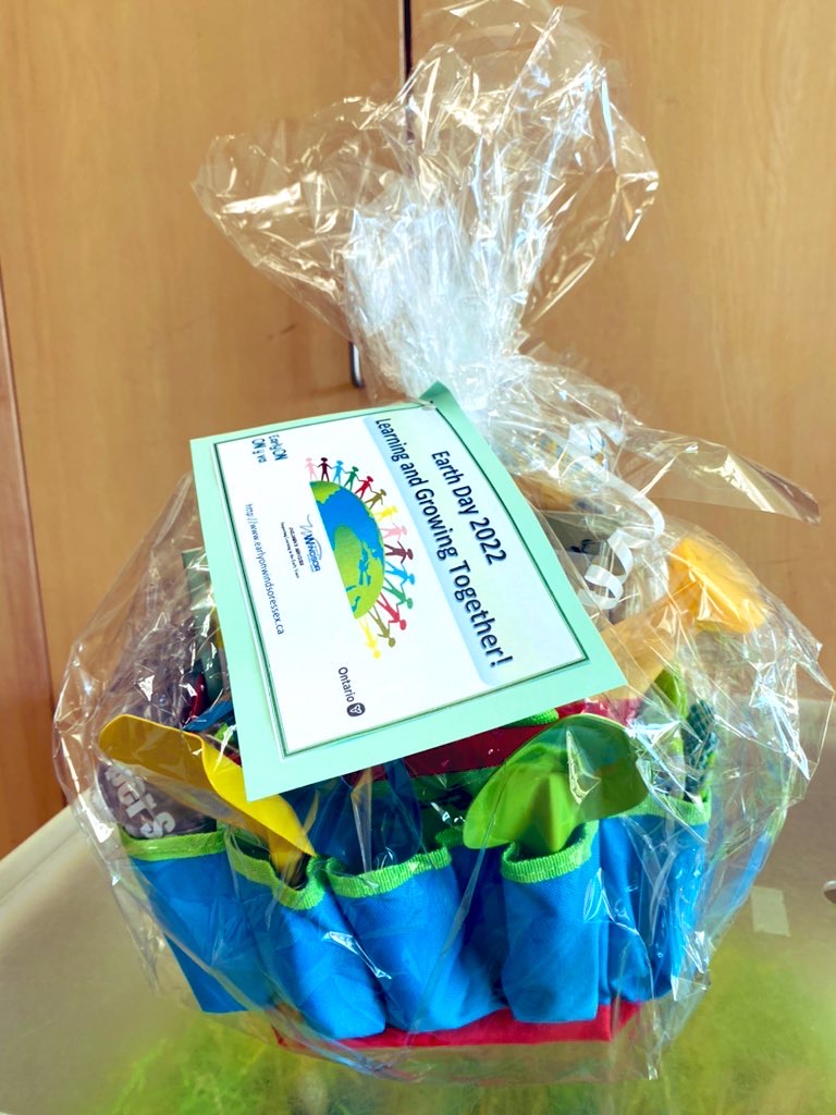 Gift basket with earth day prizes inside